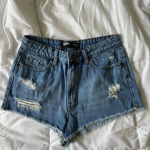 High waisted cheeky jean shorts